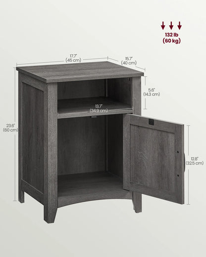 VASAGLE Farmhouse Nightstand with Barn Door, Set of 2, Bedside Table with Storage, Side End Table, Night Stand