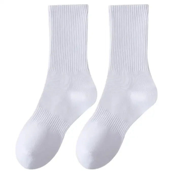 5/10 Pairs of Autumn and Winter Men Mid Length Socks, White Anti Odor, Sweat Absorbing, Breathable Men's Sports Sock