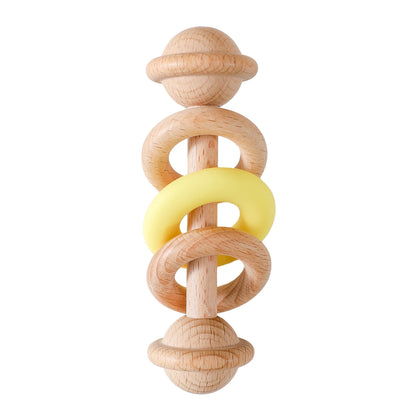 Baby Toys Wooden Rattles Silicone Ring Baby Rattles and Mobiles 0 12 Months Sensory Toys for Baby  Wooden Teether for Baby Gifts