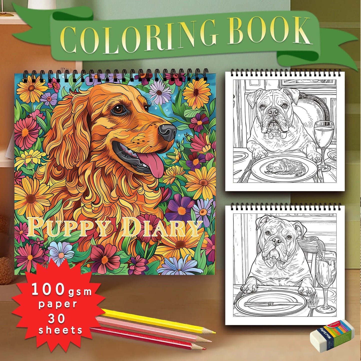 Stress Reduction Colouring Book 30 Sheets, 8.3x 8.3 inch 100gsm Thick Paper, Spiral Bound, Halloween and many other holiday gift