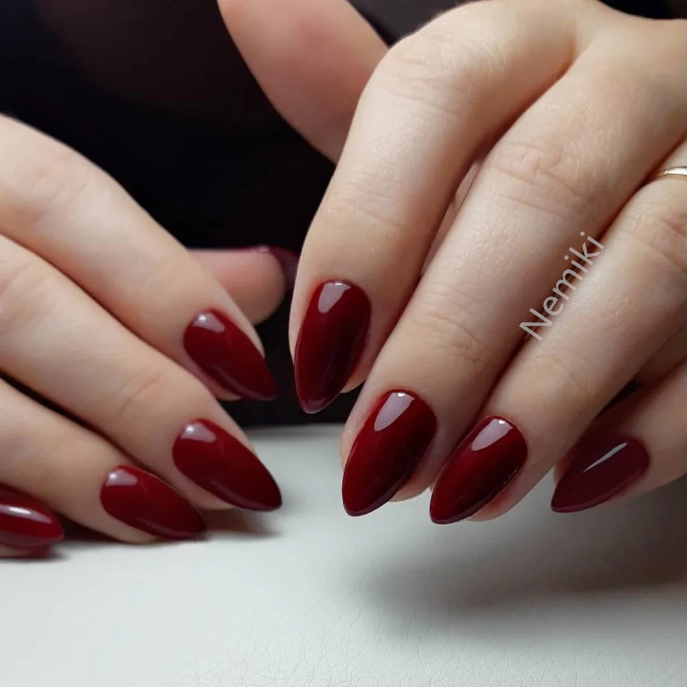 2 Sets Short Fake Nail Designs Red Stilettos Woman Artificial Press On Fake Nails For Gluing DIY Lady Finger Tip Manicure Tools