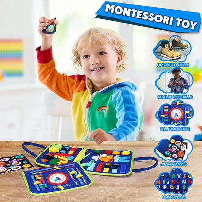 Montessori Toys Busy Board Sensory Activity Developing Board for Motor Skills,Learning Board for Toddlers  Christmas Gift