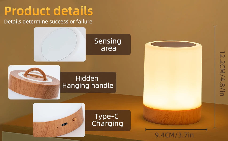 16 Colors Smart Touch Bedside Table Lamp RGB USB Rechargeable Night Light Desk Lamp Bedroom Decoration Gift Dining Table Light