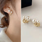 Upscale 14k Gold Jewelry Real Gold  Earrings Zircon Pearl Twist Luxury Stud Earrings for Women Brincos Pendientes Bijoux