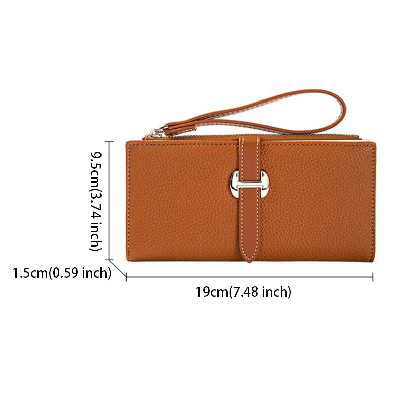 Luxury Designer Women's Wallet PU Leather Long Purse for Women Card Holder Handbag with Zip Pocket Simple Clutch Bag