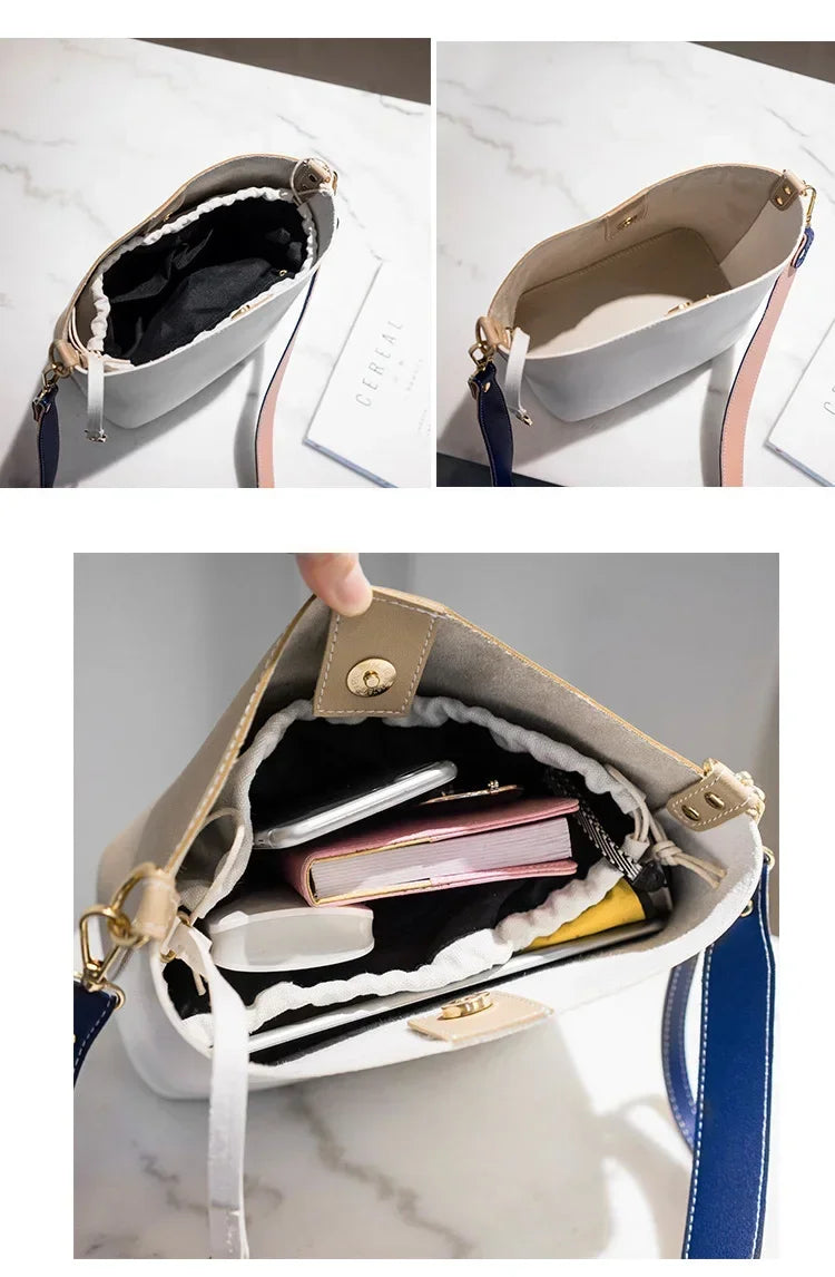 Summer Women's PU Leather Bucket Bag - Fashion Crossbody Shoulder Tote, Brand Designer Messenger Purse for Ladies