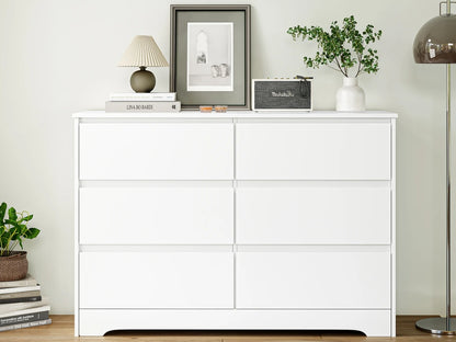 Getone White Chest of Drawers Bedroom, Tall Chest of Drawers with 6 Drawers, Bedroom Furniture Dresser Storage Cupboard Cabinet  Bedroom Dresser, for Dining Room Living Room Hallway 120x40x82cm