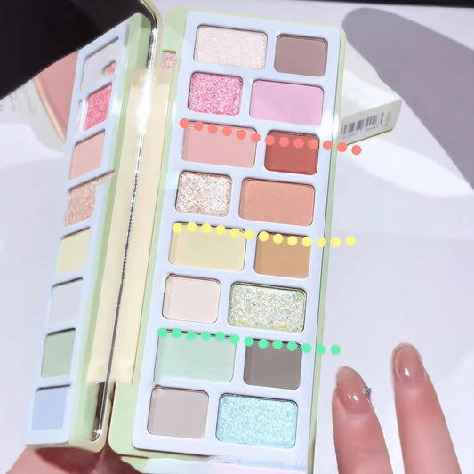 16Color Eyeshadow Glitter Chamelon Matte Pearlescent Eye Shadow Makeup Palette Sequins Green Pink Sparkling Halloween Eye Makeup