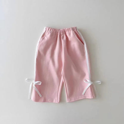 MILANCEL 2024 Autumn Children's Clothing 0-5Y Girls Bow Hoodies and Pants Set Kid's Sports Pullover Suit Sweatshirt 2Pcs