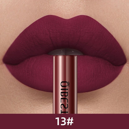 QIBEST 24 Colors Liquid Lipstick Ultra Matte Velvet Long Lasting Women Beauty Red Nonstick Cup Waterproof Lip Gloss Nude Makeup