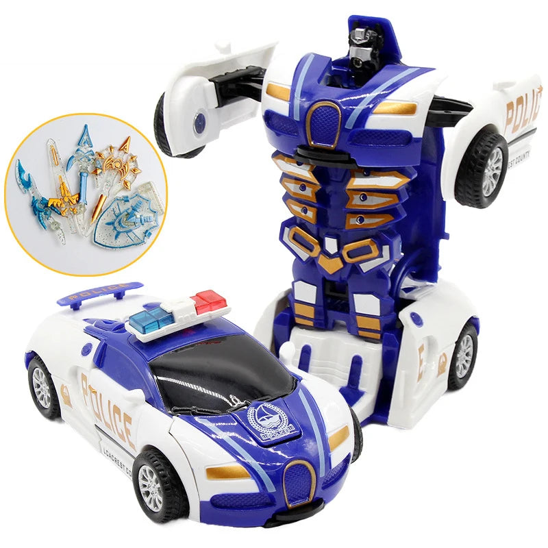Kids Toys One-key Deformation Car  Automatic Transform Robot Diecasts Toy Funny Mini 2 In 1 Plastic Model Car Amazing Gifts Boys