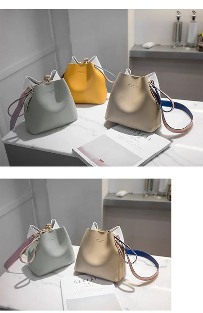 Summer Women's PU Leather Bucket Bag - Fashion Crossbody Shoulder Tote, Brand Designer Messenger Purse for Ladies