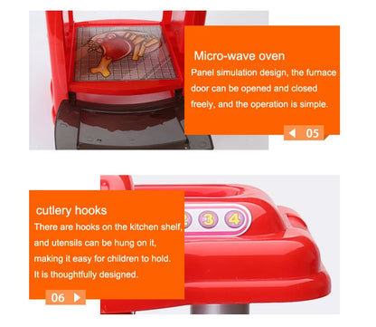 Dining Table for Pretend Food Kitchen Toys for Kids Ages 3-8,Play Kitchen Accessories W/Real Sounds Light, for Boys, Girls