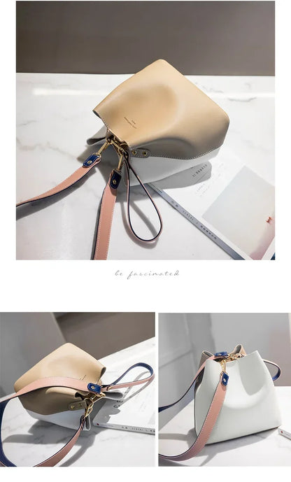 Summer Women's PU Leather Bucket Bag - Fashion Crossbody Shoulder Tote, Brand Designer Messenger Purse for Ladies