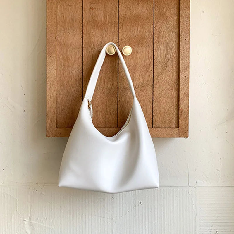 Women Tote Bag Fashion Underarm Pouch Large Capacity PU Leather Shoulder Bags Retro Casual Portable Bucket Bags For School Work