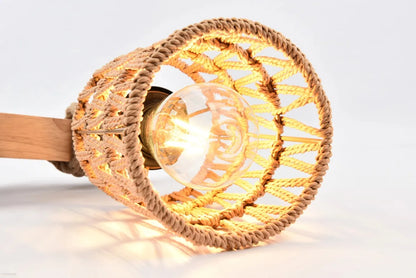 Bedroom Nursery Rattan Wall Sconces Lights Boho Wall Mount Light Fixtures Wicker Lamp