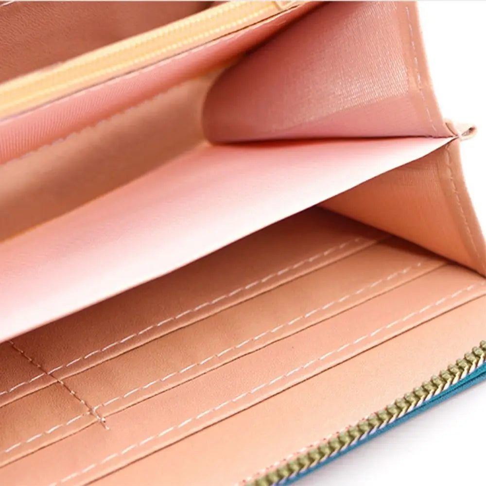 Women Fashion PU Leather Coin Purse Long Zipper Card Holder Large Capacity Wallet HandBags Money Pocket Phone Bag Wristlet Bags