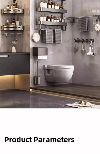 Bathroom Space Storage Towel Items Storage Rack Shampoo Bottle Mouthwash Cup Triple Shelf Wall Hooks Bathroom Accessories