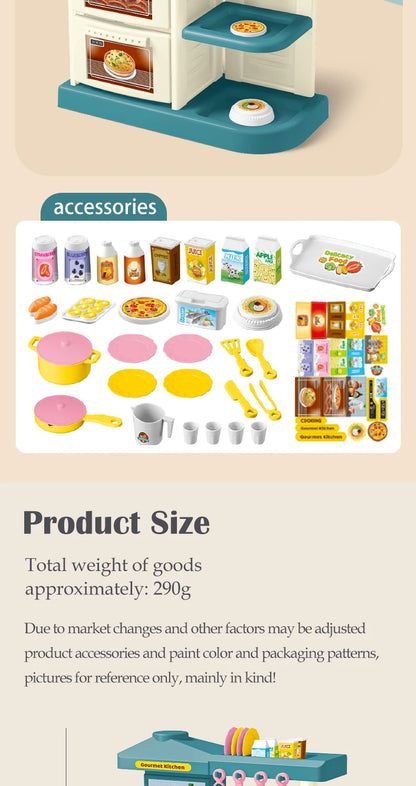 Kids Play Kitchen Accessories, Playset Toys Kitchen Foods Pans Milk Pots Breads Fork for Kid 3+ Boys and Girls