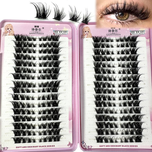 3D DIY Fake Eyelashes 32Rows Slanted Flying Fox Eyelash Natural Makeup Eyelash Set With Eye-Catching Long and Thick Eyelashes