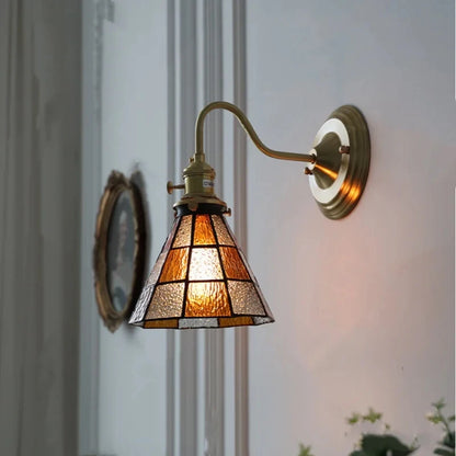 Bedroom headboard Tiffany living room background wall light light luxury Nordic American retro corridor corridor all copper wall