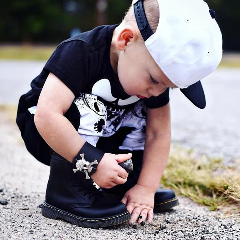 2023 Baby Clothes Boy Set Fashion Halloween New Skull Top T-Shirt + Printed Pants 2PCS Babe Boy Cotton Clothing Set 6M-3T