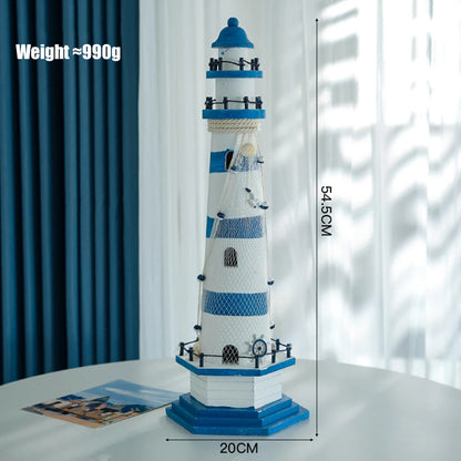 Mediterranean Wooden Lighthouse Sea Decorations Home Decoration Creative Marine Style Decor Gifts For Kids Living Room Ornament