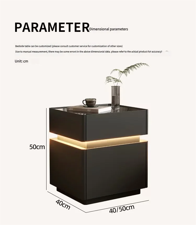 Smart bedside cabinet  new model suspended solid wood leather simple and modern small sized bedroom no installation required fin