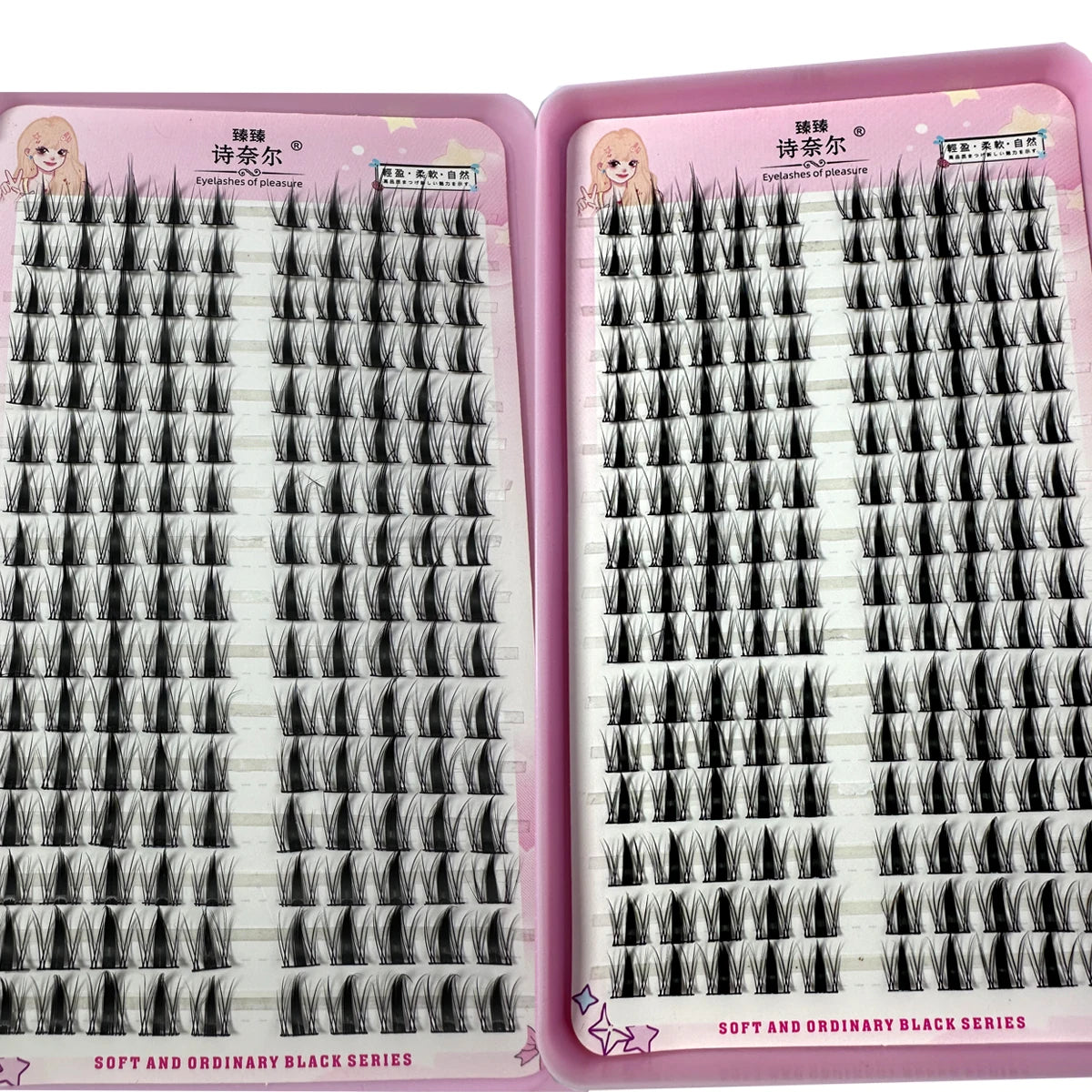 3D DIY Fake Eyelashes 32Rows Slanted Flying Fox Eyelash Natural Makeup Eyelash Set With Eye-Catching Long and Thick Eyelashes