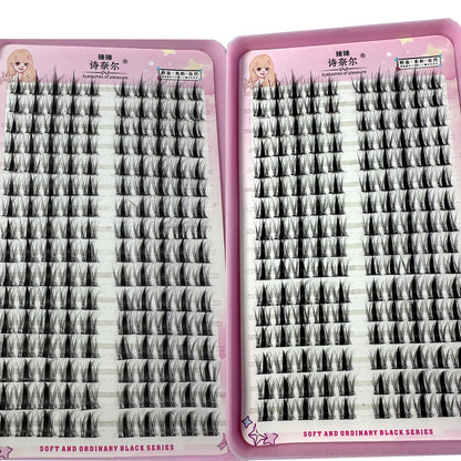 3D DIY Fake Eyelashes 32Rows Slanted Flying Fox Eyelash Natural Makeup Eyelash Set With Eye-Catching Long and Thick Eyelashes