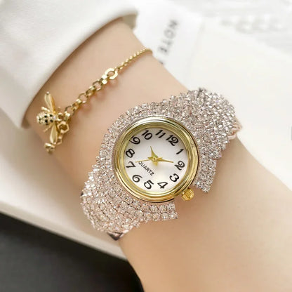 Women Watches Diamond Gold Watch Ladies Wrist Watches Luxury Brand Rhinestone Women's Bracelet Watches Female Relogio Feminino