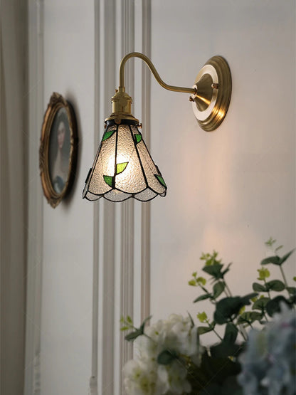 Bedroom headboard Tiffany living room background wall light light luxury Nordic American retro corridor corridor all copper wall