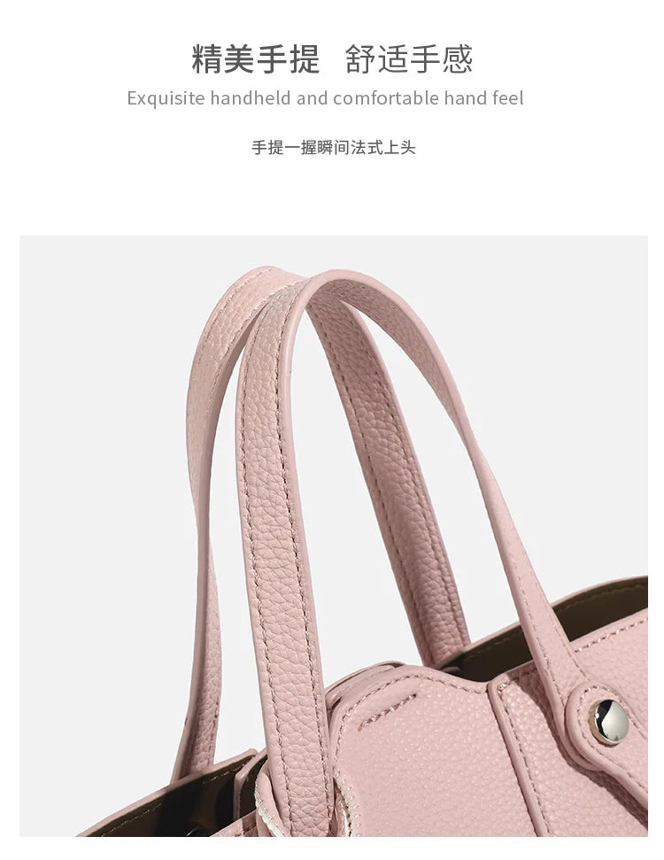 Designer PU Leather Bucket Bag Women Fashion Two-in-One Shoulder Crossbody Top Handle Convertible Purse High Quality