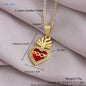 MHS.SUN Gold Plated Sacred Heart of Jesus Cross Necklace Red Zircon Religious Catholic Pendant Necklaces For Women Girls Jewelry