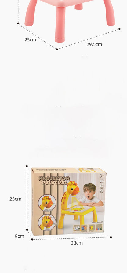 Kids Painting Board Toys Children LED Projector Art Painting Table Desk Arts Toy  Educational Learning Paint Tool Toy For Girl