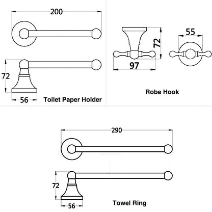 Bathroom Accessories Antique Brass Wall Mounted Toilet Paper Holder Towel Ring Robe Coat Hook Bathroom Hardware