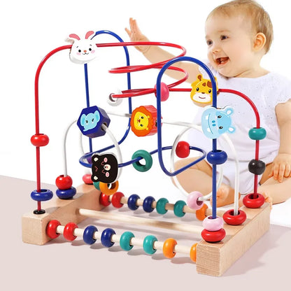 Baby Toddler Early Education Intelligence Building Blocks Beads Wooden Toys Attention Span Toys For Boys And Girls Ages 1 To 3