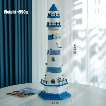 Mediterranean Wooden Lighthouse Sea Decorations Home Decoration Creative Marine Style Decor Gifts For Kids Living Room Ornament