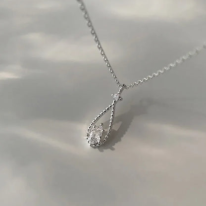 New Women 925 Sterling Silver Jewelry Zircon Fine Round Pendant Necklace Fashion Rhinestone Clavicle Chain Neck Birthday Gift