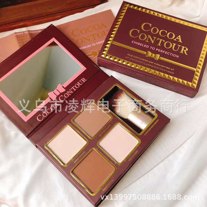 4 Colors Eyeshadow Palette with Brush Facial Contouring Highlight High Quality Female Cosmetic Cute Makeup Palette for Women
