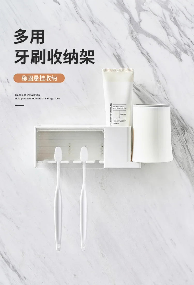 Bathroom Shelves Wall Mount Toothbrush Toothpaste Holder Suction Cup Storage Rack Toiletries Organizer Bathroom Accessories