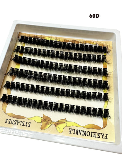 3D DIY Fake Eyelashes 32Rows Slanted Flying Fox Eyelash Natural Makeup Eyelash Set With Eye-Catching Long and Thick Eyelashes