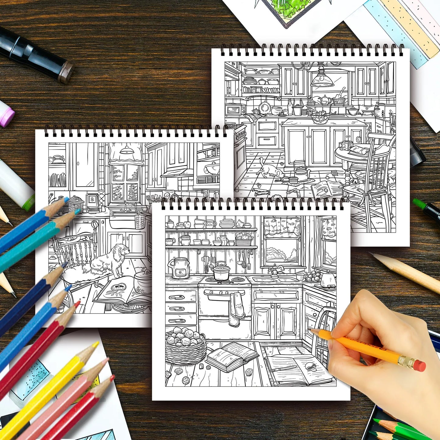 Stress Reduction Colouring Book 30 Sheets, 8.3x 8.3 inch 100gsm Thick Paper, Spiral Bound, Halloween and many other holiday gift