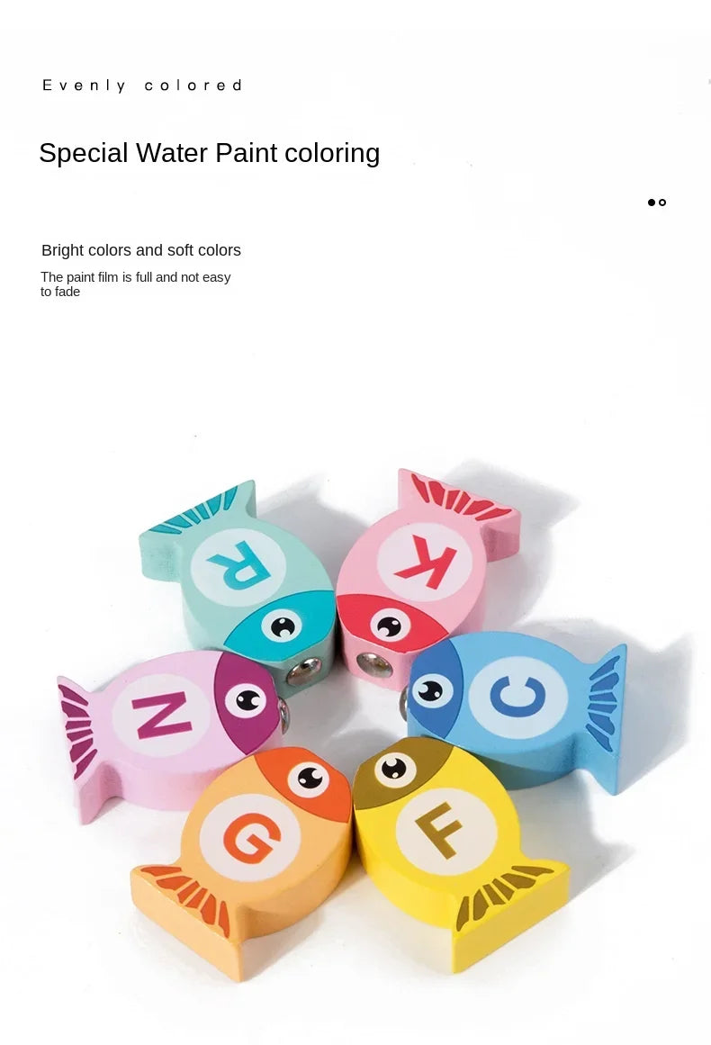 Kids Wooden Fishing Game Toys Gifts Early Education Alphabet Numeric Cognitive Toys Children Interactive Games Toys for Gifts