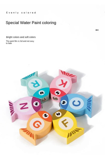 Kids Wooden Fishing Game Toys Gifts Early Education Alphabet Numeric Cognitive Toys Children Interactive Games Toys for Gifts