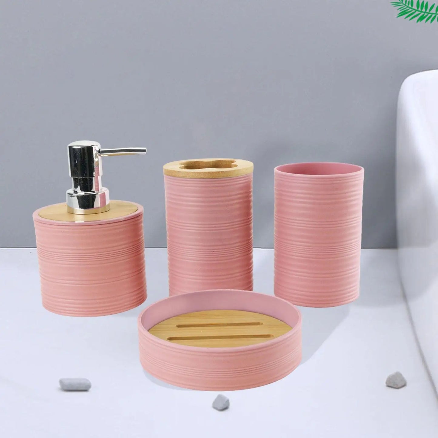 4 Pieces Bathroom Accessories Decorative Soap Dispenser Mouthwash Cup Bath Accessory Complete Set for Countertop Bathroom Vanity