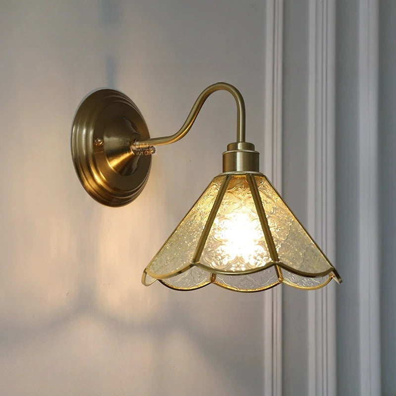 Bedroom headboard Tiffany living room background wall light light luxury Nordic American retro corridor corridor all copper wall