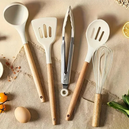 5PCS Kitchen Essentials Advanced Silicone Kitchenware Set with Spatula, Spoon, and Oil Scraper Cooking Utensils Appliances