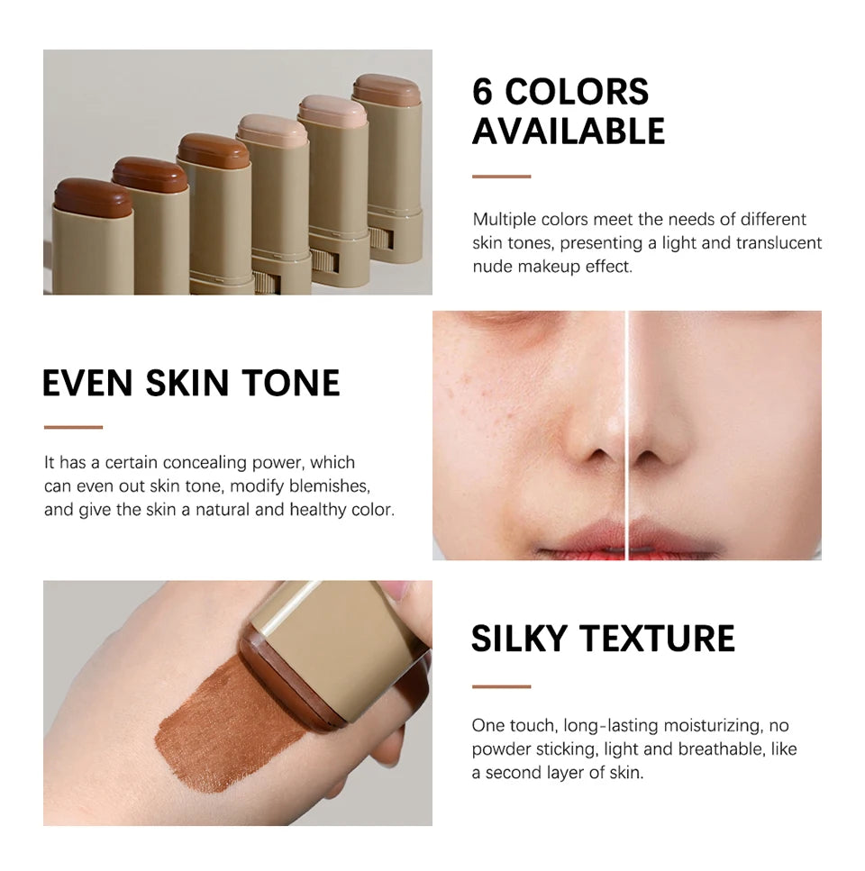 Skin Tint Stick Waterproof Nourishing Solid Tinted Serum Foundation Skin Tint Balm Face Tinted Face Contour Stick Makeup