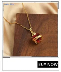 MHS.SUN Gold Plated Sacred Heart of Jesus Cross Necklace Red Zircon Religious Catholic Pendant Necklaces For Women Girls Jewelry
